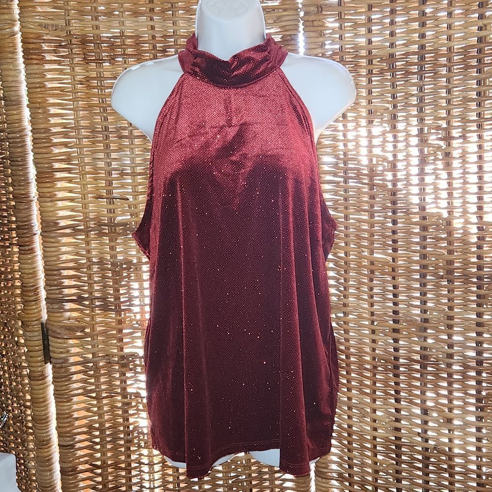 Anne Klein Festive Holiday Red Knit Top XL